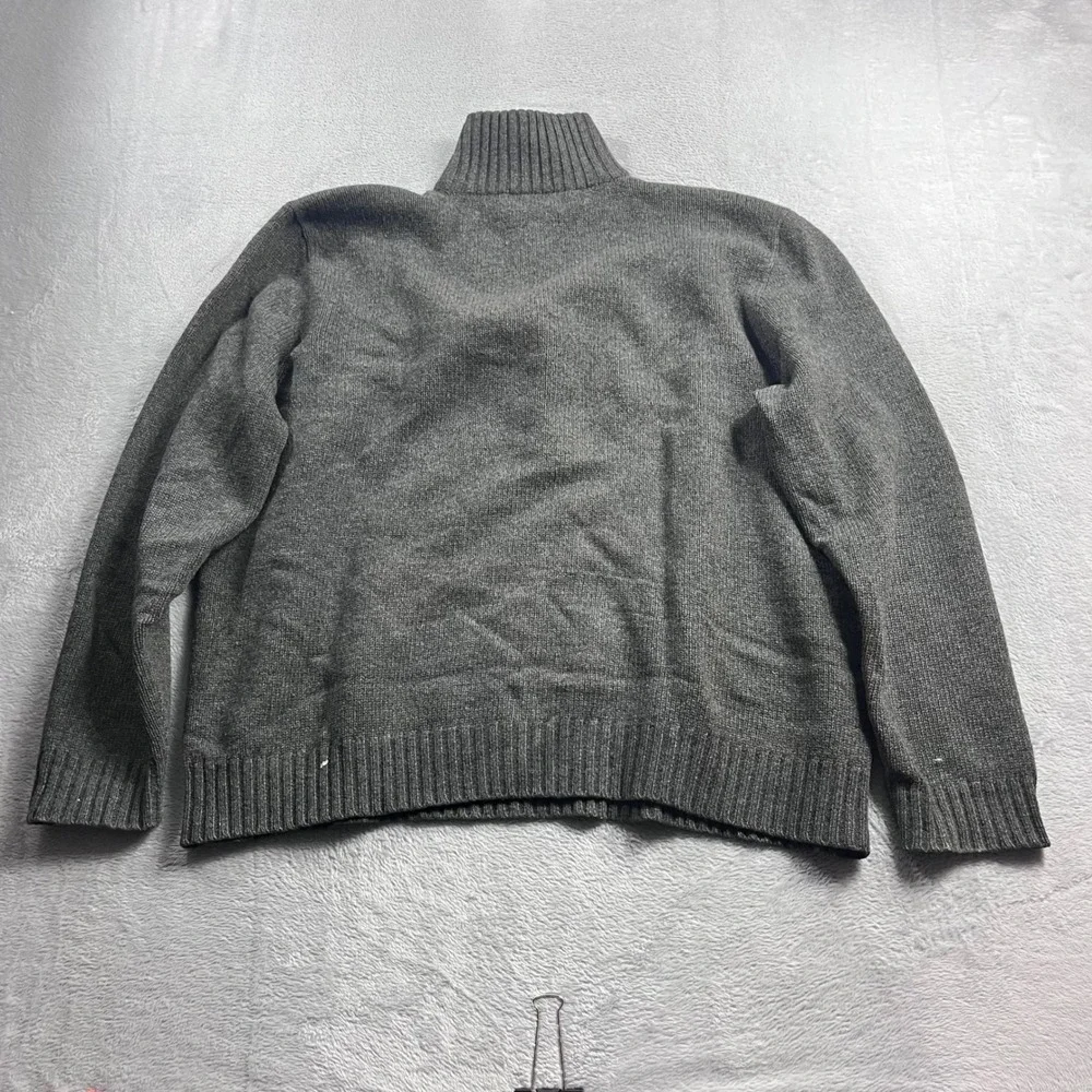 Polo Ralph Lauren Mens XL Grey 100% Lambswool Quarter Zip Pullover Sweater